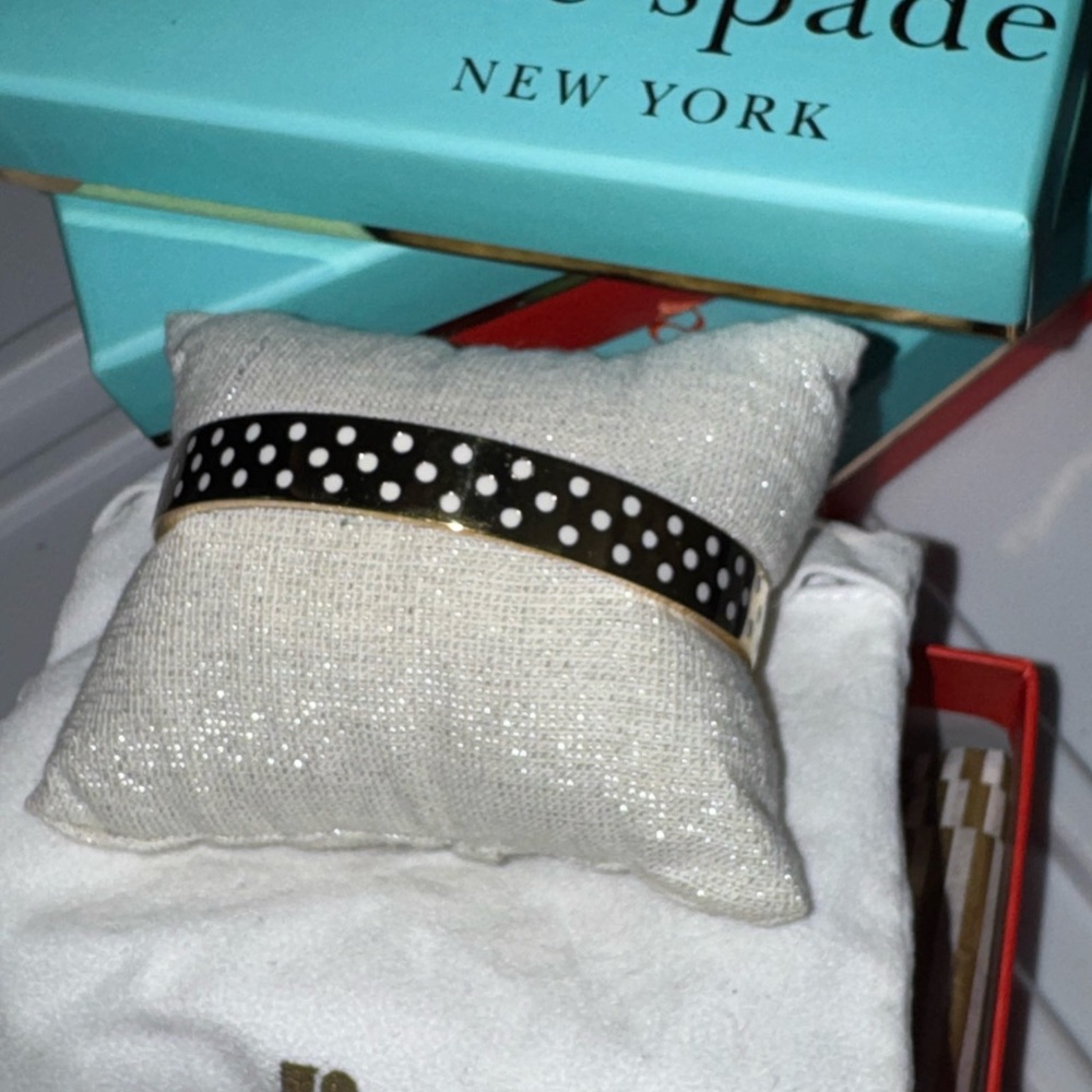 Kate Spade Gold Bangle with white Polka Dots